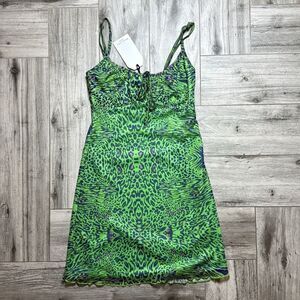 Brave Soul Green Animal Print Cami Mini Dress XS & SMALL